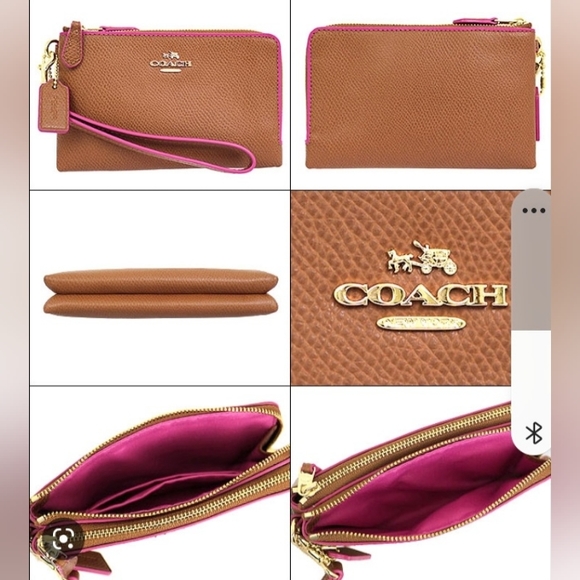 EUC☆COACH☆Edgepaint Crossgrain Leather Large Double Zip Clutch Wristlet~Rare - Picture 2 of 16